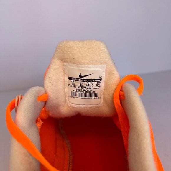 Size 13 Nike Men's Lunarglide 4 Fluorescent Orange Athletic Shoes. No insole - Picture 11 of 15